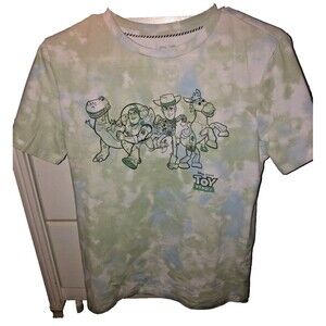 Toy Story Disney Pixar VTG 90s Shirt Green Blue Tie Dye Print Graphic Boy's XL